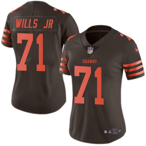 Cleveland Browns #71 Jedrick Wills JR Brown Women's Stitched Limited Rush Jersey Womens