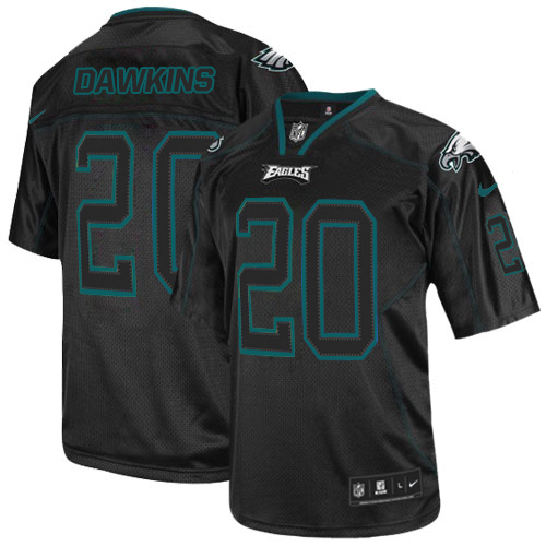 Eagles #20 Brian Dawkins Lights Out Black Men's Stitched Elite Jersey