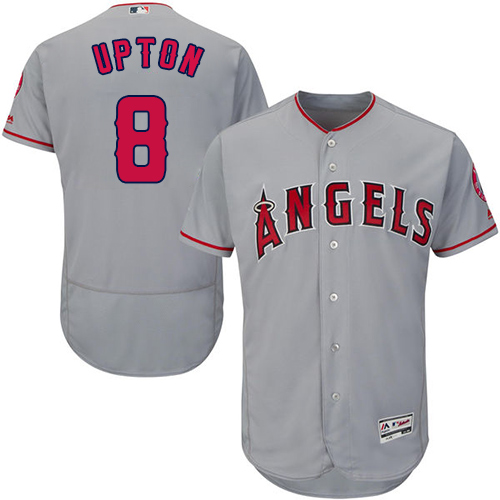 Los Angeles Angels of Anaheim #8 Justin Upton Grey Flexbase Authentic Collection Stitched Jersey Men's