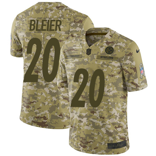 Pittsburgh Steelers #20 Rocky Bleier Camo Men's Stitched Limited 2018 Salute To Service Jersey Men's