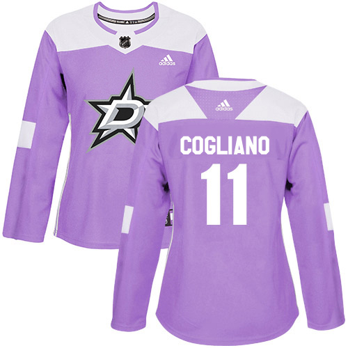 Adidas Dallas Stars #11 Andrew Cogliano Purple Authentic Fights Cancer Women's Stitched Jersey Womens
