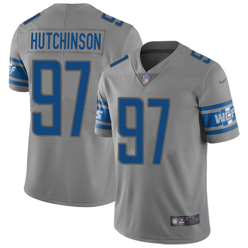 Lions #97 Aidan Hutchinson Gray Youth Stitched Limited Inverted Legend Jersey