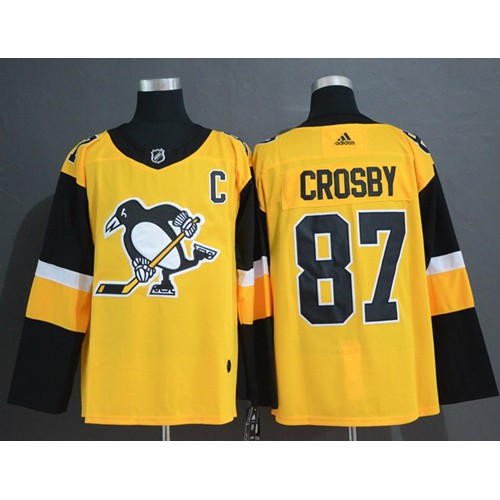 Adidas Pittsburgh Penguins #87 Sidney Crosby Gold Alternate Authentic Stitched Jersey Men's