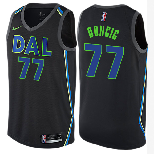 Dallas Mavericks #77 Luka Doncic Black Swingman City Edition Jersey Mens