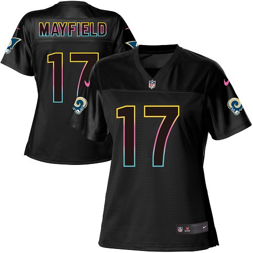 Rams #17 Baker Mayfield Black Women's Fashion Game Jersey