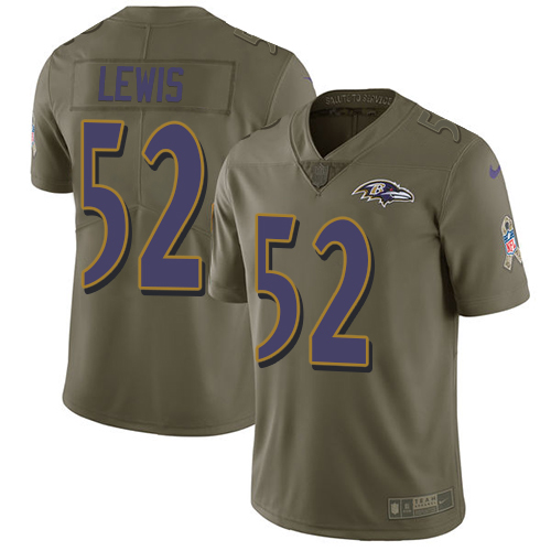 Ravens #52 Ray Lewis Olive Men's Stitched Limited 2017 Salute To Service Jersey