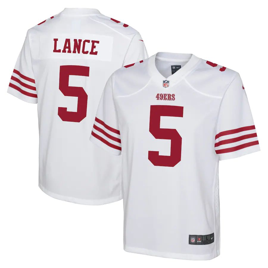 San Francisco 49ers #5 Trey Lance White Youth 2022-23 Game Jersey