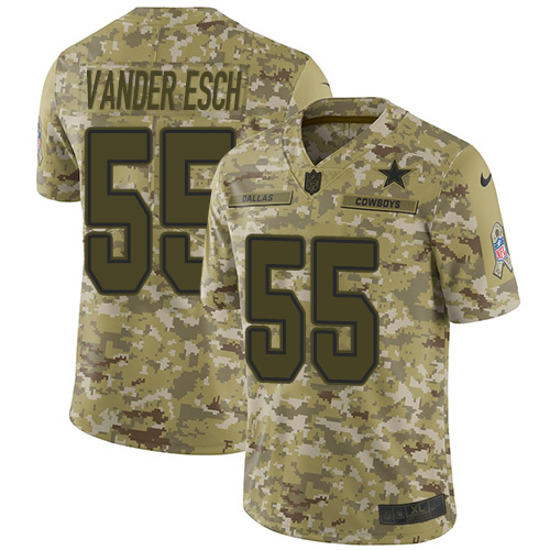 Cowboys #55 Leighton Vander Esch Camo Men's Stitched Limited 2018 Salute To Service Jersey