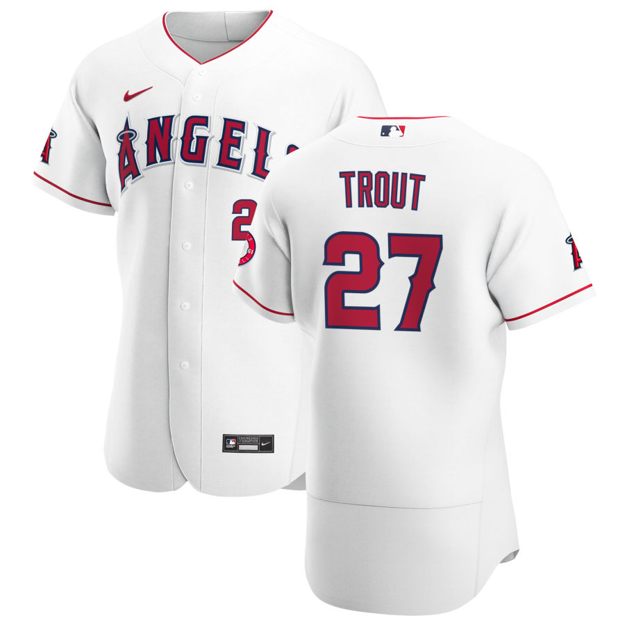 Los Angeles Angels #27 Mike Trout Men's White Home 2020 Authentic Player Jersey