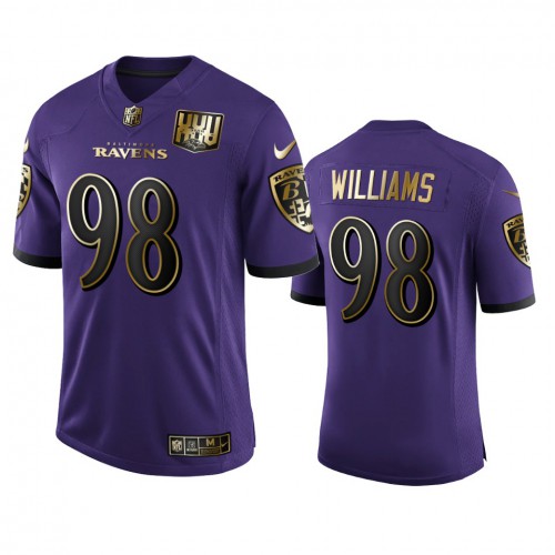 Baltimore Baltimore Ravens #98 Brandon Williams Men's Purple Team 25th Season Golden Limited Jersey Men's