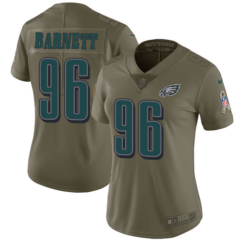 Philadelphia Eagles #96 Derek Barnett Olive Women's Stitched Limited 2017 Salute to Service Jersey Womens