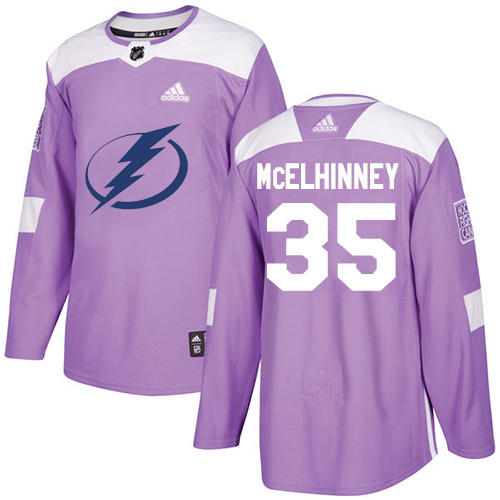 Adidas Tampa Bay Lightning #35 Curtis McElhinney Purple Authentic Fights Cancer Youth Stitched Jersey Youth