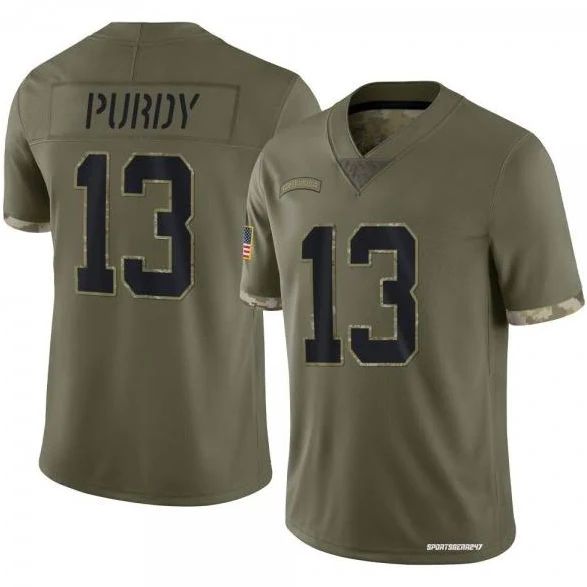San Francisco 49ers #13 Brock Purdy Men's 2022 Salute To Service Limited Jersey - Olive