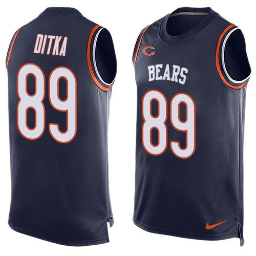 Bears #89 Mike Ditka Navy Blue Team Color Men's Stitched Limited Tank Top Jersey