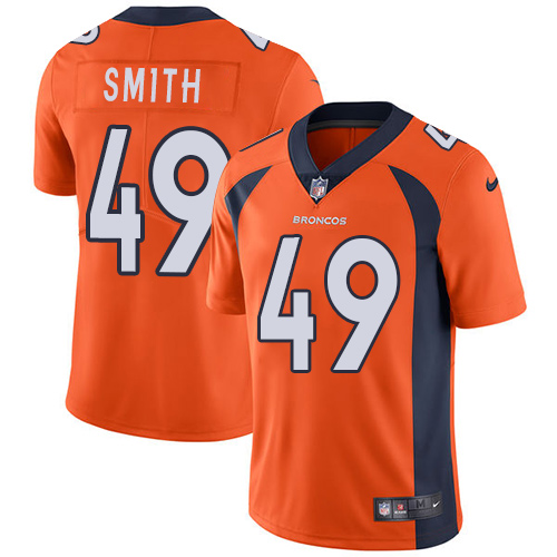 Denver Broncos #49 Dennis Smith Orange Team Color Men's Stitched Vapor Untouchable Limited Jersey Men's