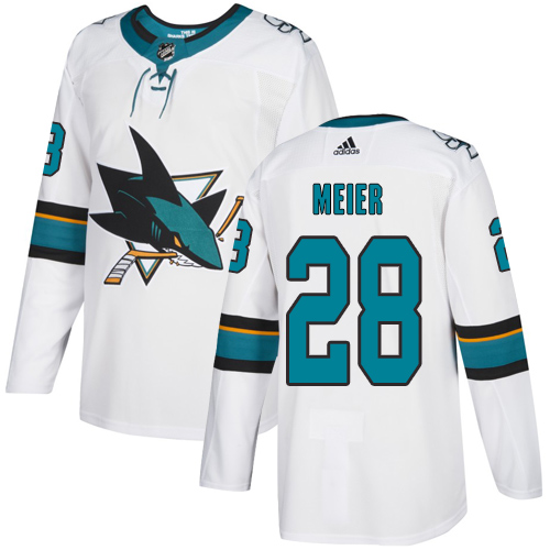 Adidas San Jose Sharks #28 Timo Meier White Road Authentic Stitched Youth Jersey Youth