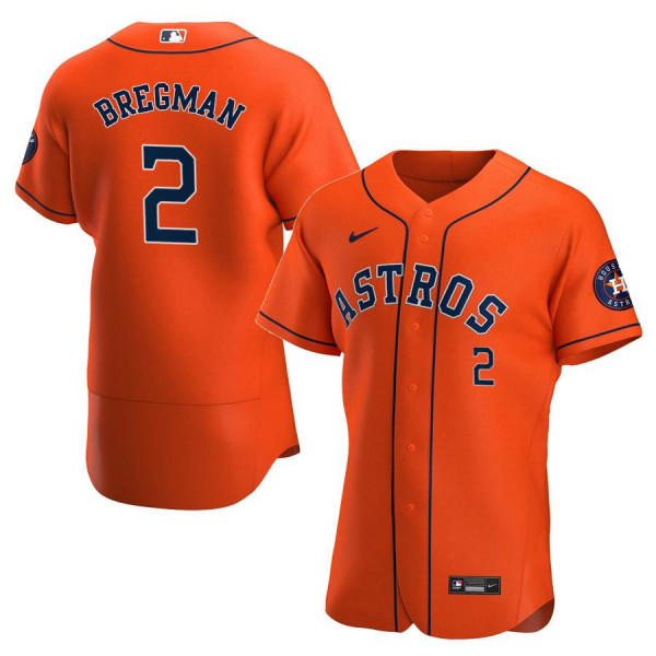 Men's Houston Astros 2 Authentic Orange Alternate 2020 Alex Bregman Jersey