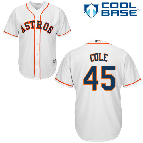 Houston Astros #45 Gerrit Cole White Cool Base Stitched Youth Jersey Youth