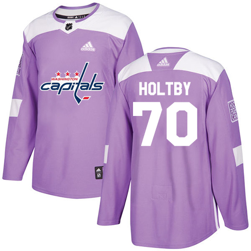 Adidas Washington Capitals #70 Braden Holtby Purple Authentic Fights Cancer Stitched Youth Jersey Youth