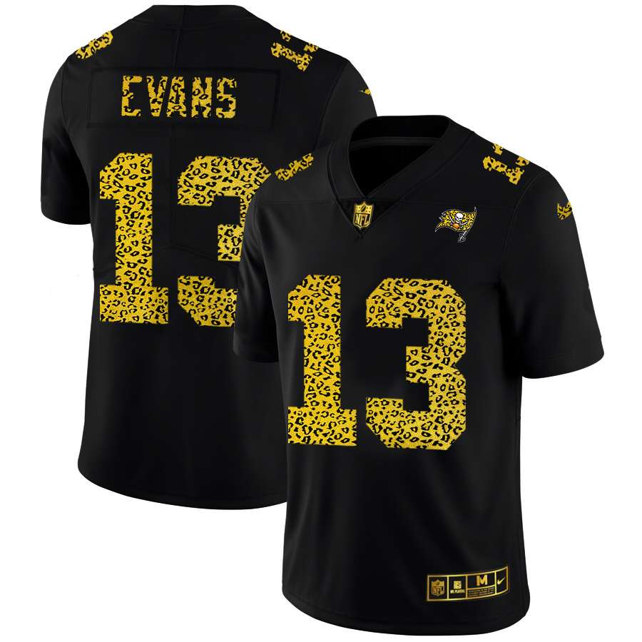 Tampa Bay Buccaneers #13 Mike Evans Men's Leopard Print Fashion Vapor Limited Jersey Black
