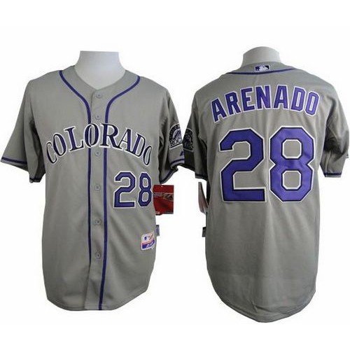 Colorado Rockies #28 Nolan Arenado Grey Cool Base Stitched Jersey Men's