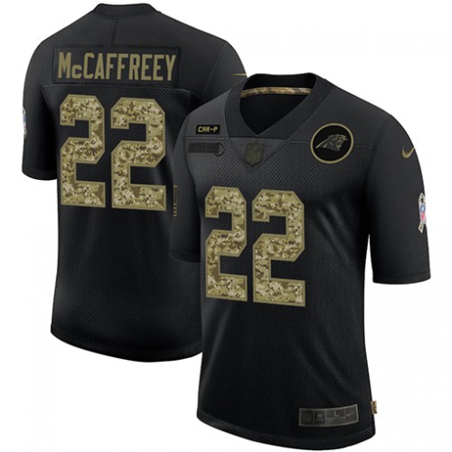 Carolina Carolina Panthers #22 Christian McCaffrey Men's 2020 Salute To Service Camo Limited Jersey Black Men's