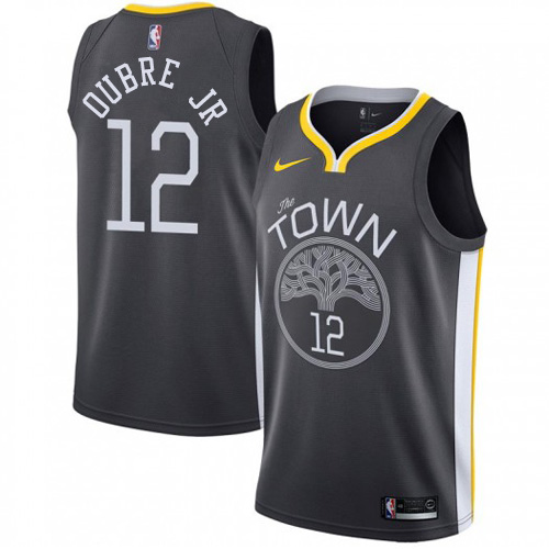 Golden State Warriors #12 Kelly Oubre Jr Black Swingman Statement Edition Jersey Mens
