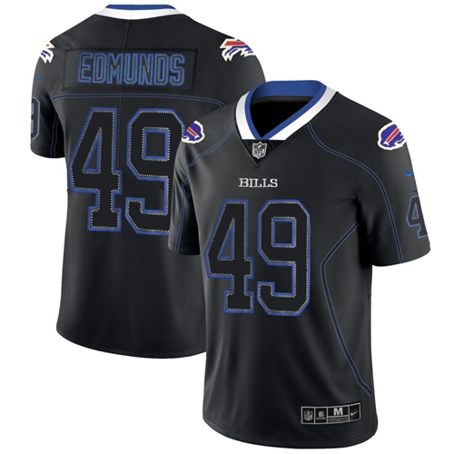 Bills #49 Tremaine Edmunds Lights Out Black Men's Stitched Limited Rush Jersey