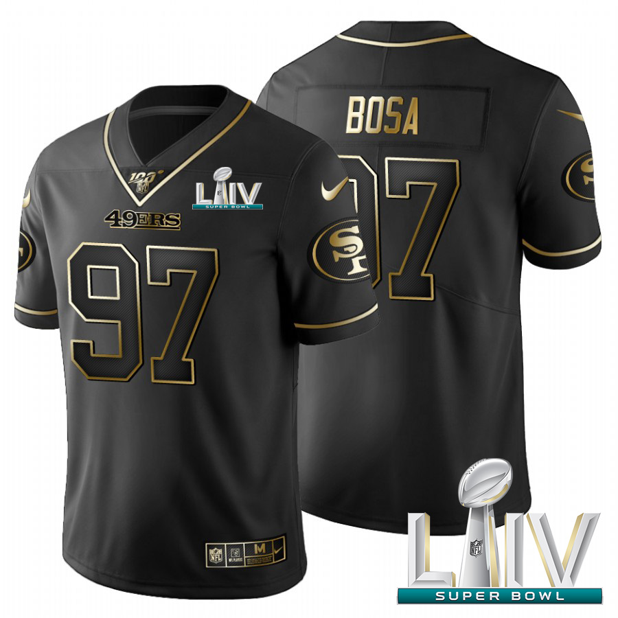 San Francisco 49ers #97 Nick Bosa Men's Black Golden Super Bowl LIV 2020 Limited 100 Jersey
