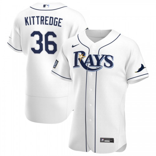 Tampa Bay Tampa Bay Rays #36 Andrew Kittredge Men's White Home 2020 World Series Bound Authentic Player Jersey Men's
