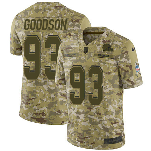 Cleveland Browns #93 B.J. Goodson Camo Youth Stitched Limited 2018 Salute To Service Jersey Youth