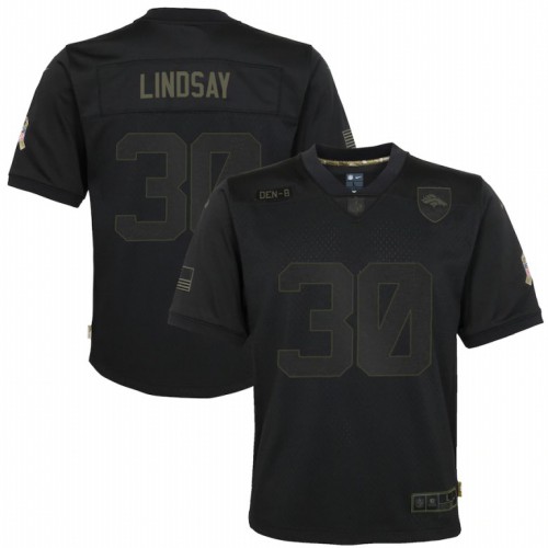 Denver Denver Broncos #30 Phillip Lindsay Youth 2020 Salute to Service Game Jersey Black Youth