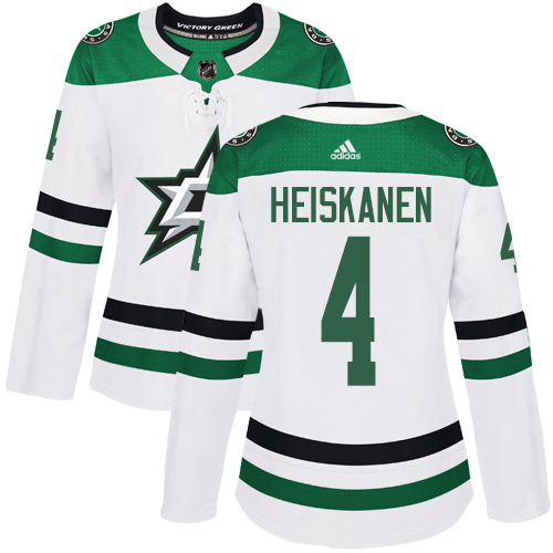 Adidas Dallas Stars #4 Miro Heiskanen White Road Authentic Women's Stitched Jersey Womens