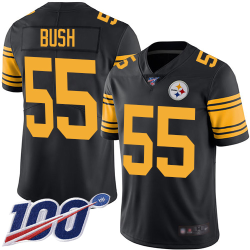Pittsburgh Steelers #55 Devin Bush Black Men's Stitched Limited Rush 100th Season Jersey Men's