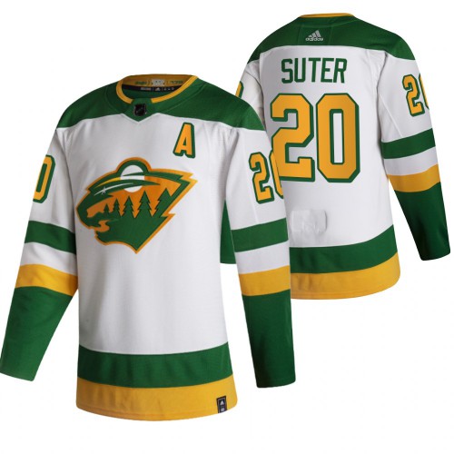 Minnesota Minnesota Wild #20 Ryan Suter White Men's Adidas 2020-21 Reverse Retro Alternate Jersey Men's