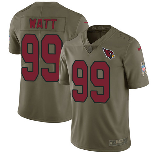 Cardinals #99 J.J. Watt Olive Youth Stitched Limited 2017 Salute To Service Jersey