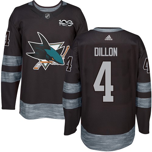 Adidas San Jose Sharks #4 Brenden Dillon Black 1917-2017 100th Anniversary Stitched Jersey Men's