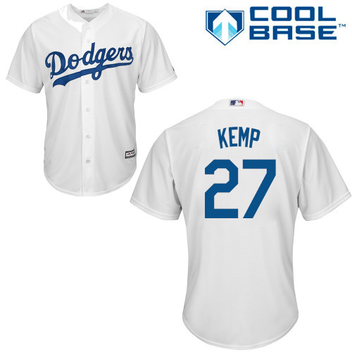 Los Angeles Dodgers #27 Matt Kemp White New Cool Base Stitched Jersey Men's