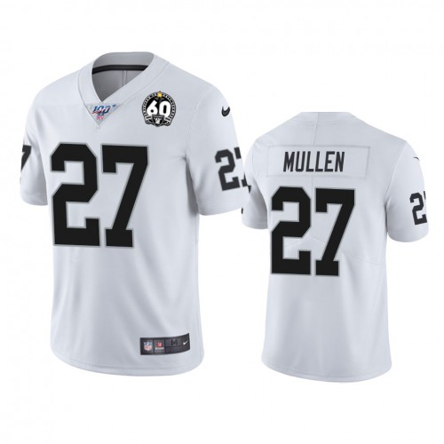 Las Vegas Raiders #27 Trayvon Mullen White 60th Anniversary Vapor Limited Stitched 100th Season Jersey Men's
