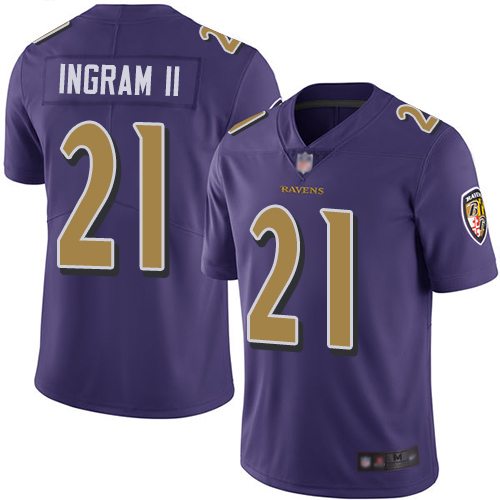 Baltimore Ravens #21 Mark Ingram II Purple Men's Stitched Limited Rush Jersey Men's