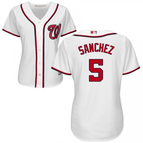 Washington Nationals #5 Adrian Sanchez White Women's Home Cool Base Stitched Jersey Womens