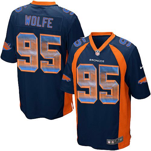 Denver Broncos #95 Derek Wolfe Navy Blue Alternate Men's Stitched Limited Strobe Jersey Men's