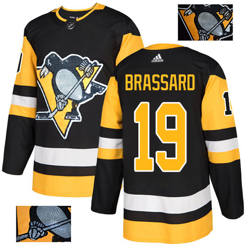 Adidas Pittsburgh Penguins #19 Derick Brassard Black Home Authentic Fashion Gold Stitched Jersey Men's