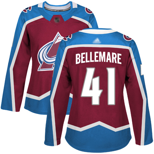 Adidas Colorado Avalanche #41 Pierre-Edouard Bellemare Burgundy Home Authentic Women's Stitched Jersey Womens
