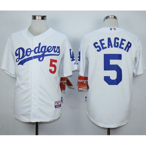 Los Angeles Dodgers #5 Corey Seager White Cool Base Stitched Jersey Men's