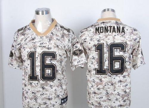 49ers #16 Joe Montana Camo USMC Men's Stitched Elite Jersey
