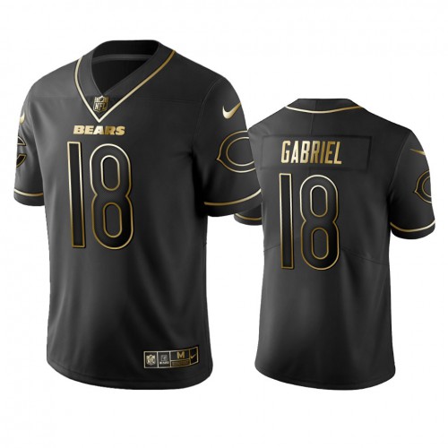 Chicago Bears #18 Taylor Gabriel Black Golden Limited Edition Stitched Jersey Men's