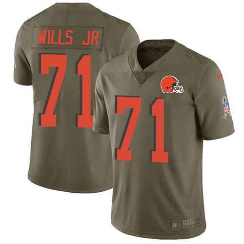 Cleveland Browns #71 Jedrick Wills JR Olive Youth Stitched Limited 2017 Salute To Service Jersey Youth