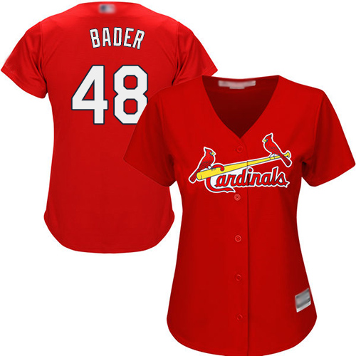 St.Louis Cardinals #48 Harrison Bader Red Alternate Women's Stitched Jersey Womens