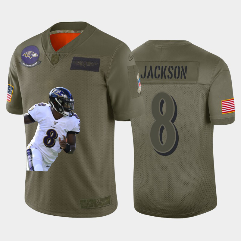 Baltimore Ravens #8 Lamar Jackson Team Hero 5 Vapor Limited Jersey Camo